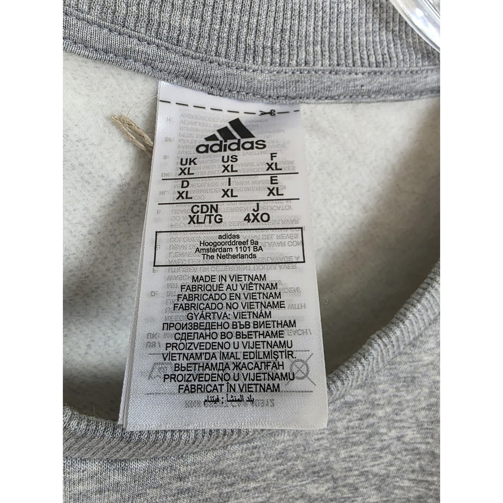 Adidas Sweatshirt Mens XL Gray Medium Grey Heather Logo Pullover Crewneck Fleece - Picture 3 of 13